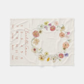 ベビーモダンマイルストーンウォーターカラーフローラリース フリースブランケット (正面(横))