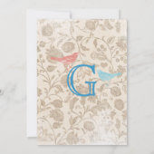 ベビーモダンヴィンテージバードシャワーアクアブルー 招待状 (裏面)