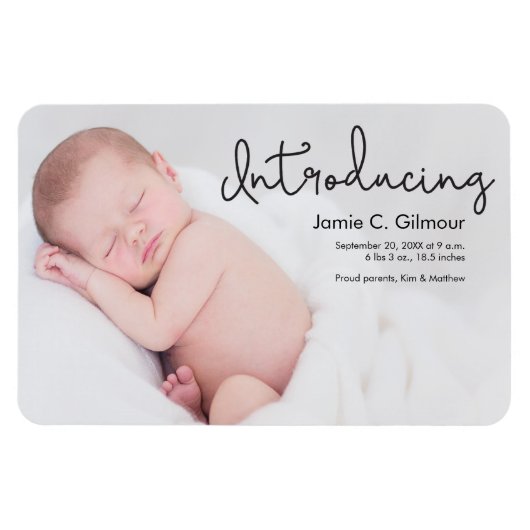 ベビーモダン写真の誕生のお知らせ マグネット (横)