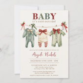 ベビーモダン冬の赤ちゃんシャワー外は寒い 招待状 (正面)