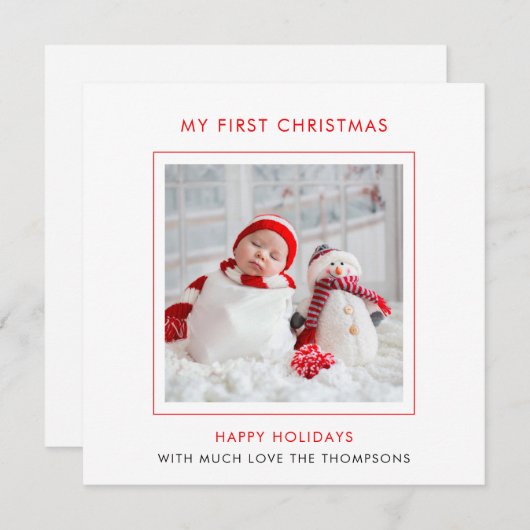 ベビーモダン初めてのクリスマスフォトホリデー ノートカード (正面/裏面)