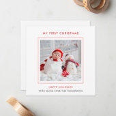 ベビーモダン初めてのクリスマスフォトホリデー ノートカード (正面/裏面インサイチュ)