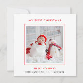 ベビーモダン初めてのクリスマスフォトホリデー ノートカード (正面)