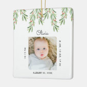 ベビーモダン名&誕生統計フォトキープサケ セラミックオーナメント (左)