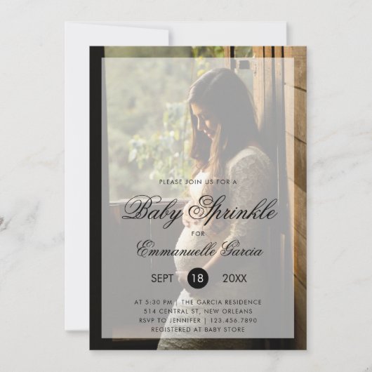 ベビーモダン散布男女兼用写真 招待状 (正面)