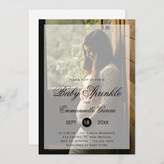 ベビーモダン散布男女兼用写真 招待状 (正面/裏面)