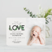 ベビーモダン熱帯緑の写真誕生 案内状 (スタンド正面)