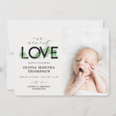 ベビーモダン熱帯緑の写真誕生 案内状 (正面)