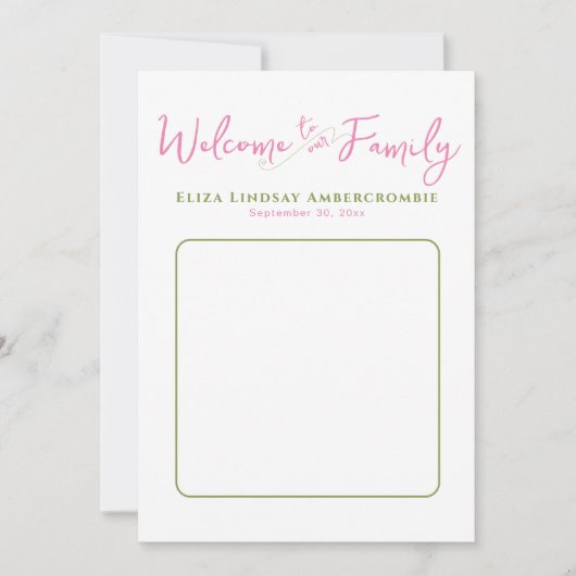 ベビーモダン生まれたばかりのガール誕生 案内状 (正面)