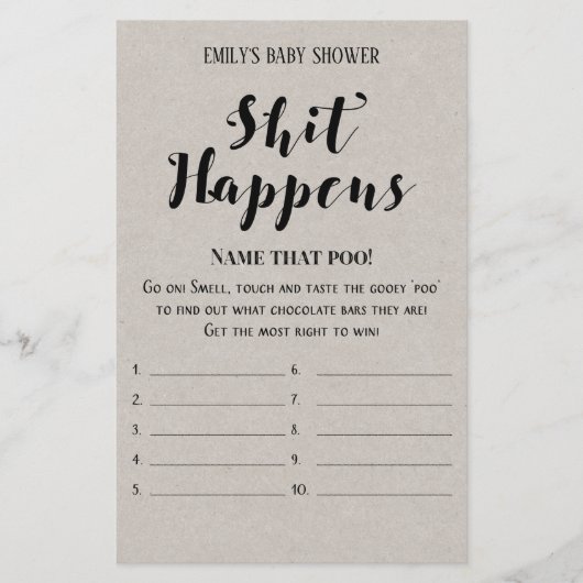 ベビーモダン素朴シャワーゲーム印刷 (正面)