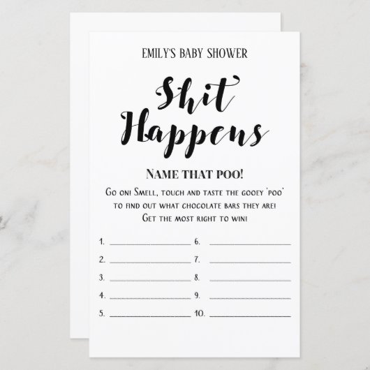 ベビーモダン素朴シャワーゲーム印刷 (正面/裏面)