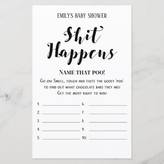 ベビーモダン素朴シャワーゲーム印刷 (正面)