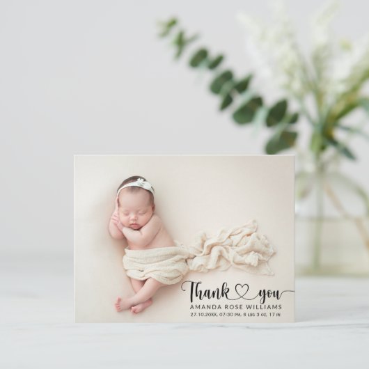 ベビーモダン誕生発表写真ありがとう ポストカード (スタンド正面)