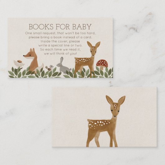 ベビーモダン赤ちゃんシャワーカード用のウッドランドブック エンクロージャーカード (正面/裏面)