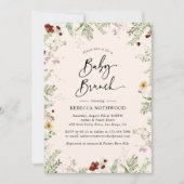 ベビーモダン赤面ワイルドフラワーベビーブランチ 招待状 (正面)