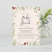 ベビーモダン赤面ワイルドフラワーベビーブランチ 招待状 (スタンド正面)