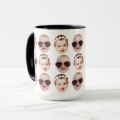 ベビーモダン顔パターングランドパ誕生日父 マグカップ (正面左)