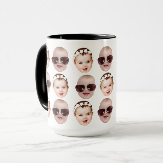 ベビーモダン顔パターングランドパ誕生日父 マグカップ (正面左)
