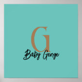 ベビーモノグラムユニセックスギフト名のパーソナライズミニマル ポスター (正面)
