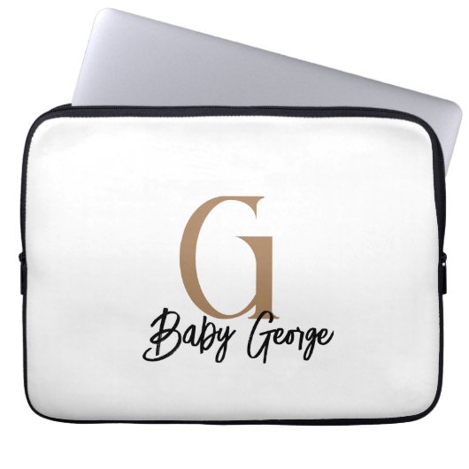 ベビーモノグラムユニセックスギフト名のパーソナライズミニマル ラップトップスリーブ (正面)