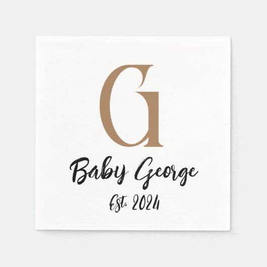 ベビーモノグラム名ミニマルカスタム名 スタンダードカクテルナプキン (正面)