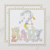 ベビーモバイル性リビールパーティの招待状 招待状 (正面/裏面)