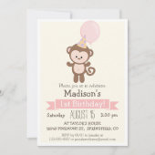 ベビーモンキーガールズ誕生日パーティーへの招待 招待状 (正面)