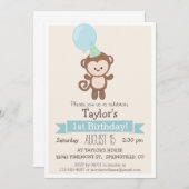 ベビーモンキーキッドの誕生日パーティーへの招待 招待状 (正面/裏面)