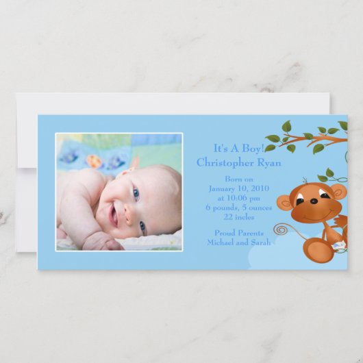 ベビーモンキーフォトボーイ誕生のお知らせ 案内状 (正面)