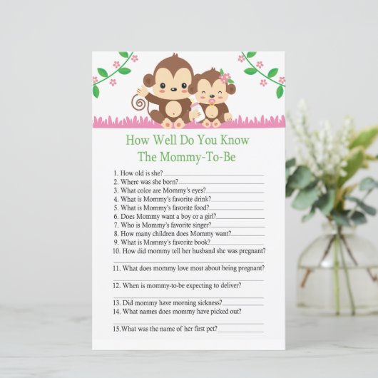 ベビーモンキーベイビーシャワーゲームをどれだけ知っているか (スタンド正面)