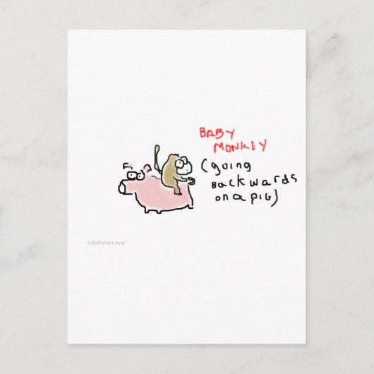 ベビーモンキー（豚に逆乗り） ポストカード (正面)
