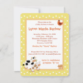 ベビーモーカウファームヤードベビーシャワーイエロー 招待状 (正面)