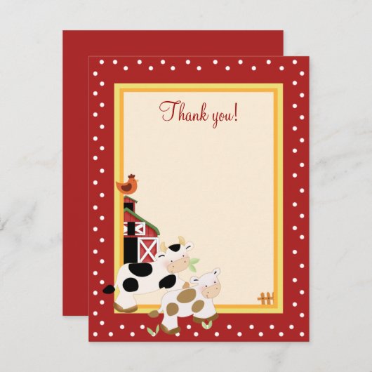 ベビーモーCOW (Red) 4x5 Flatありがとうご注意 ノートカード (正面/裏面)
