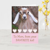 ベビーヤギとハートママ誕生日 カード (黄色い花)