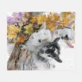 ベビーヤギの紅葉11 フリースブランケット (正面(横))