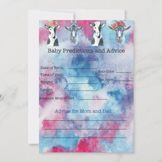 ベビーヤギ赤ちゃんシャワーゲーム 招待状 (正面)