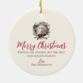 ベビーヤギ農畜動物クリスマスピネコンリース セラミックオーナメント (裏面)