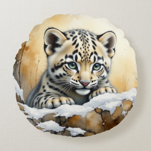 ベビーユキヒョウ ラウンドクッション (正面)