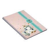 ベビーユニコーンカラフル星モノグラム ノートブック (右側)