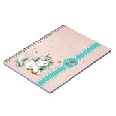 ベビーユニコーンカラフル星モノグラム ノートブック (左側)