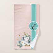 ベビーユニコーンカラフル星モノグラム バスタオルセット (ハンドタオル)