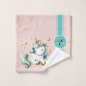 ベビーユニコーンカラフル星モノグラム バスタオルセット (ウォッシュタオル)