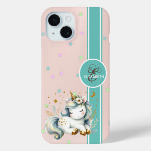 ベビーユニコーンカラフル星モノグラム iPhone 15ケース