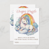 ベビーユニコーンガールベビーシャワーおむつラッフル エンクロージャーカード (正面/裏面)