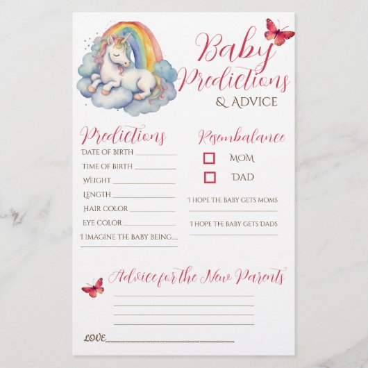 ベビーユニコーンガールベビー予測アドバイスカード (正面)