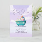 ベビーユニコーンバスタイム |ベビーシャワー招待状 招待状 (スタンド正面)