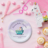 ベビーユニコーンバスタイム |赤ちゃんシャワー ペーパープレート (パーティー)