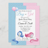 ベビーユニコーンピンクブルージェンダーパーティー 招待状 (正面/裏面)