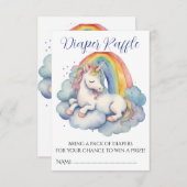 ベビーユニコーンボーイ赤ちゃんシャワーおむつラッフル エンクロージャーカード (正面/裏面)