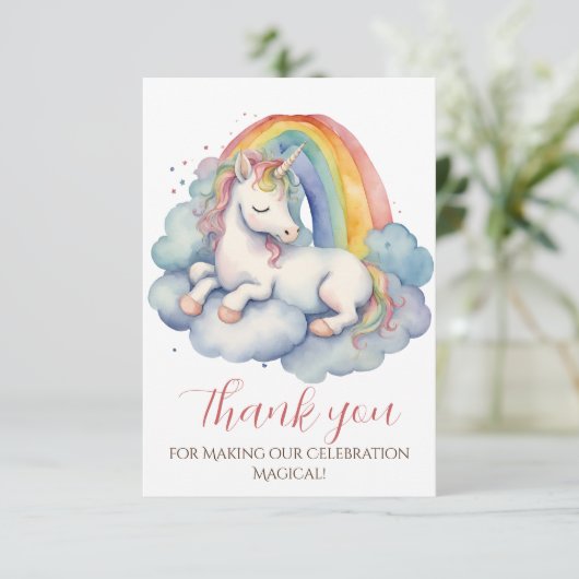 ベビーユニコーン女の子の赤ちゃんシャワーありがとう サンキューカード (スタンド正面)